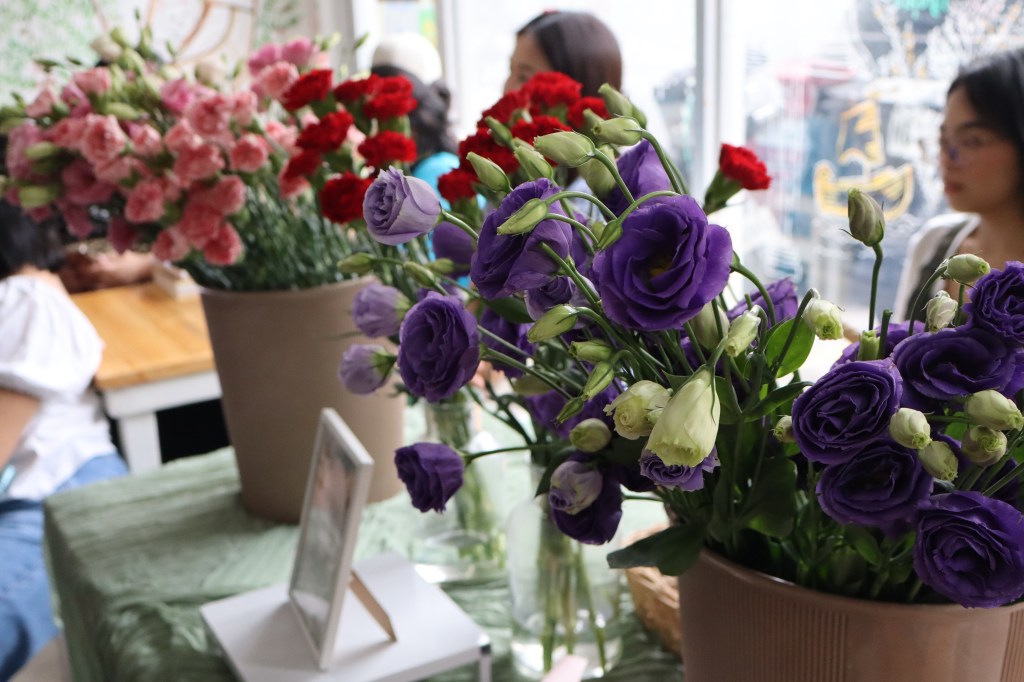 People who bought books at Feels Fest got free flowers!